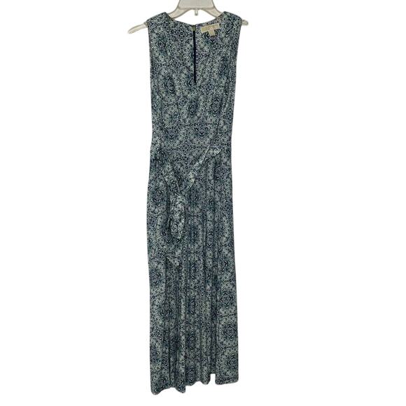 Michael Kors Long Dress M Sleeveless Belted Green Blue Tile Print Boho - Picture 1 of 7